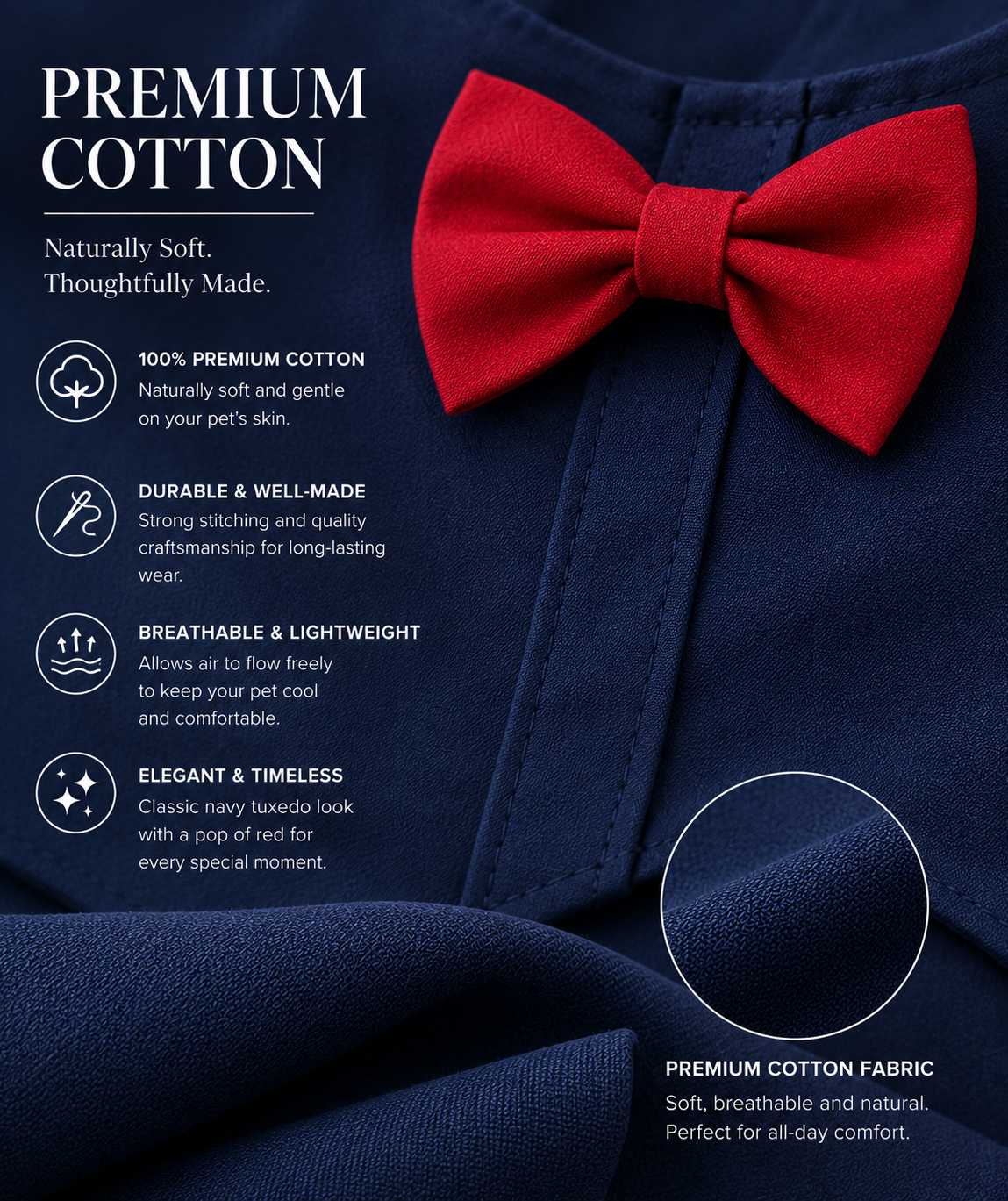 Navy Blue Pet Tuxedo