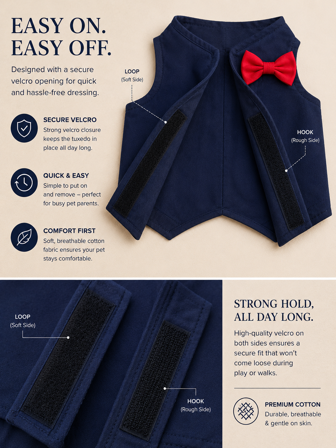 Navy Blue Pet Tuxedo