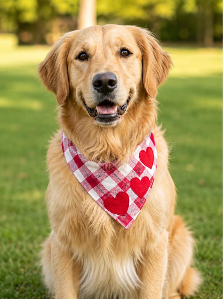 Pet Heart Bandana – Soft Cotton Neck Scarf for Dogs & Cats