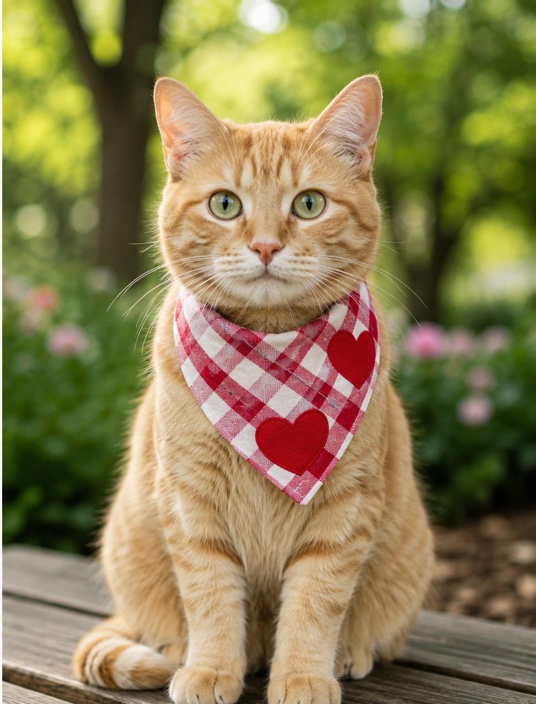 Pet Heart Bandana – Soft Cotton Neck Scarf for Dogs & Cats