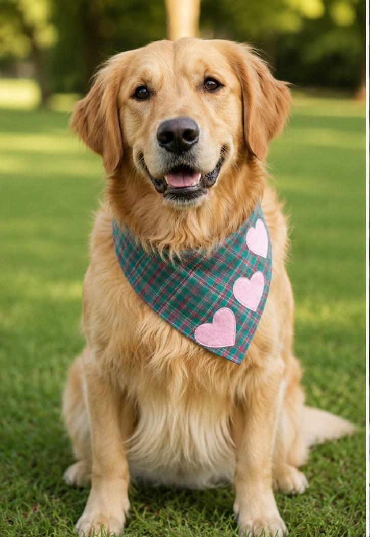 Pet Heart Bandana – Soft Cotton Neck Scarf for Dogs & Cats