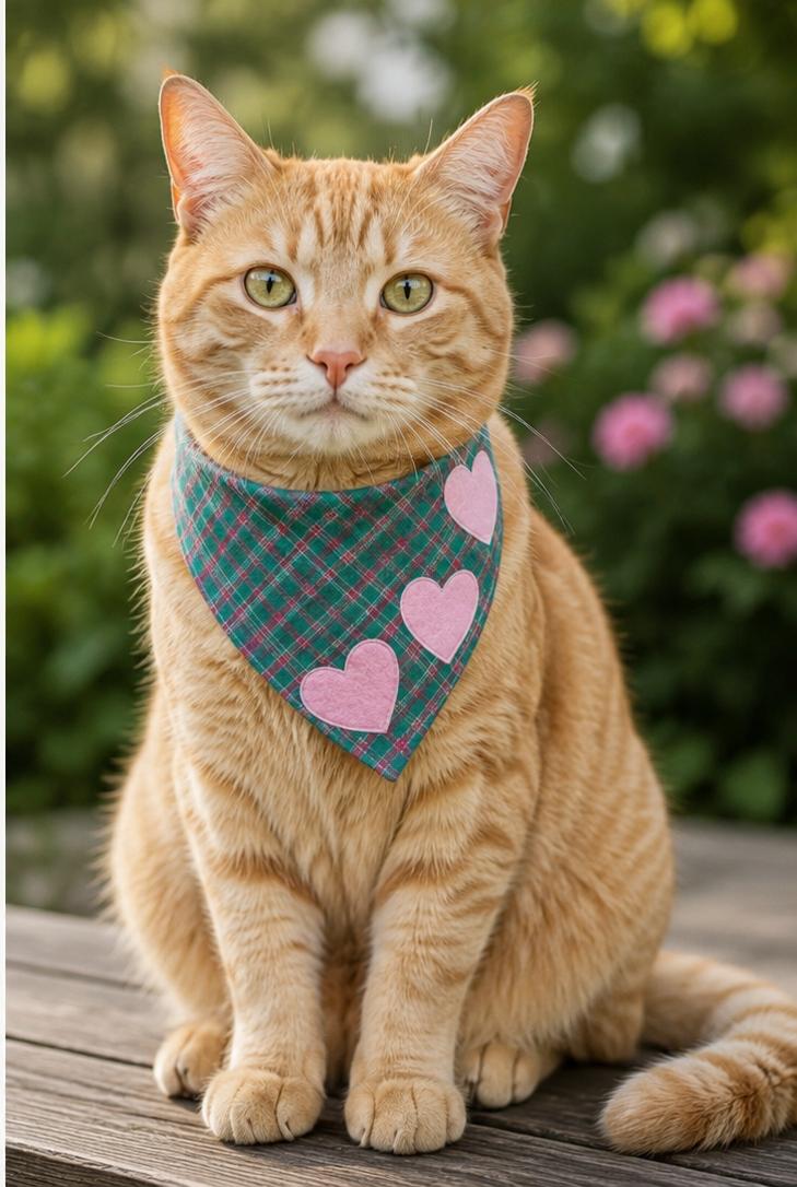 Pet Heart Bandana – Soft Cotton Neck Scarf for Dogs & Cats